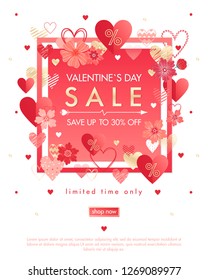 Valentines Day special offer banner with different hearts and gold foil elements.Sale flyer template perfect for prints, flyers, banners, promotions, special offers and more. Vector Valentines promo. Valentines Day special offer banner with different hearts and gold foil elements.Sale flyer template perfect for prints, flyers, banners, promotions, special offers and more. Vector Valentines promo.