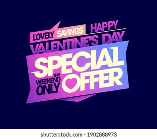 Oferta especial del día de San Valentín, banner de descuentos por vacaciones vectoriales
