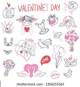 Valentine's day special pack design elements sets. Perfect for invitation cards and page decoration. Vector illustration.