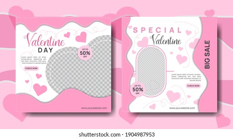 Valentine's Day Special Promo For Social Media Posts Template Pink And Sweet Concept Design.