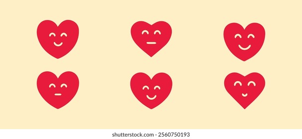 Valentine's Day Special Red Heart Emojis Minimalist Love and Emotion Icon Set