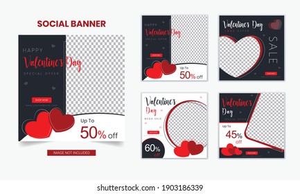 Banner social moderno y de moda especial del Día de San Valentín