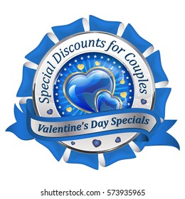 Valentine's Day Specials. Special Discounts for Couples - elegant ribbon with hearts. Contains space for your own text.