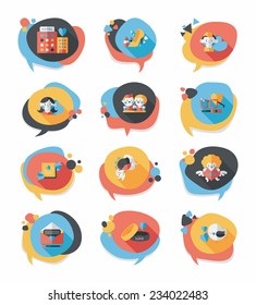 Valentine's Day speech bubble banner flat design background set, eps10