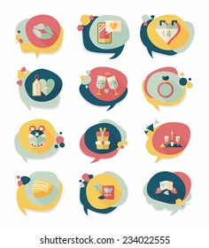 Valentine's Day speech bubble banner flat design background set, eps10