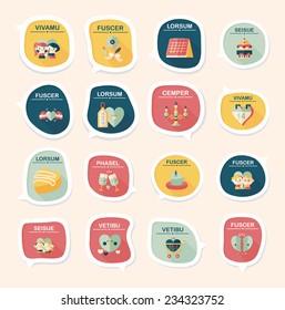Valentine's Day speech bubble banner flat design background set, eps10