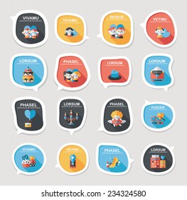 Valentine's Day speech bubble banner flat design background set, eps10
