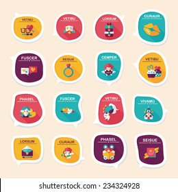 Valentines Day speech bubble banner flat design background set, eps10