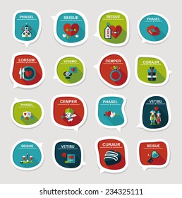 Valentines Day speech bubble banner flat design background set, eps10