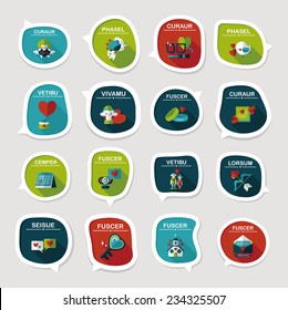 Valentines Day speech bubble banner flat design background set, eps10