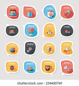 Valentines Day speech bubble banner flat design background set, eps10