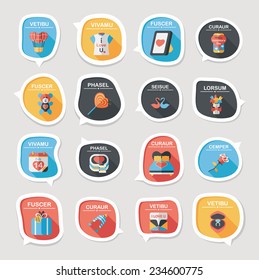 Valentines Day speech bubble banner flat design background set, eps10