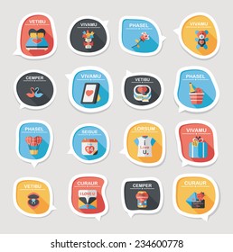 Valentines Day speech bubble banner flat design background set, eps10