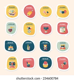 Valentines Day speech bubble banner flat design background set, eps10