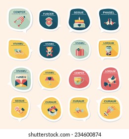 Valentines Day speech bubble banner flat design background set, eps10