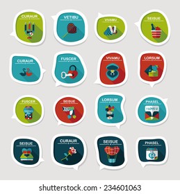 Valentines Day speech bubble banner flat design background set, eps10