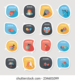 Valentines Day speech bubble banner flat design background set, eps10