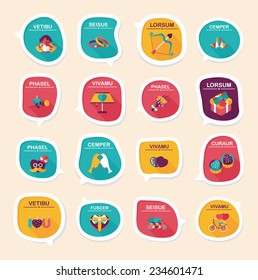 Valentines Day speech bubble banner flat design background set, eps10