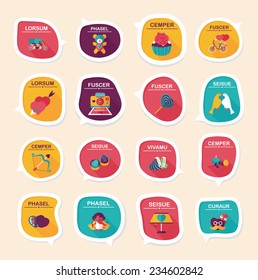 Valentines Day speech bubble banner flat design background set, eps10