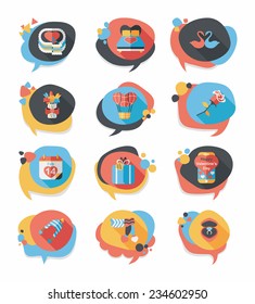 Valentines Day speech bubble banner flat design background set, eps10