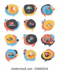Valentines Day speech bubble banner flat design background set, eps10