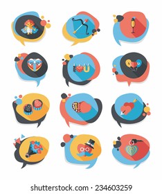 Valentines Day speech bubble banner flat design background set, eps10