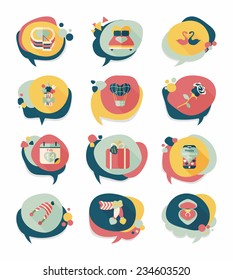 Valentines Day speech bubble banner flat design background set, eps10