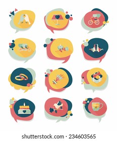 Valentines Day speech bubble banner flat design background set, eps10