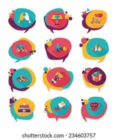 Valentines Day speech bubble banner flat design background set, eps10