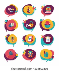 Valentines Day speech bubble banner flat design background set, eps10