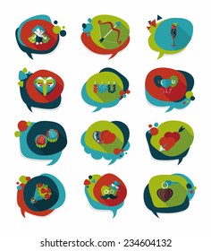 Valentines Day speech bubble banner flat design background set, eps10