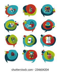 Valentines Day speech bubble banner flat design background set, eps10