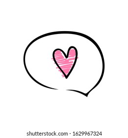 Valentine's day speech bubble chat icon illustration on white background
