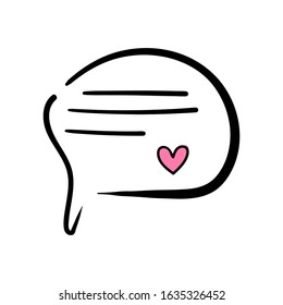 Valentine's day speech bubble chat icon illustration on white background