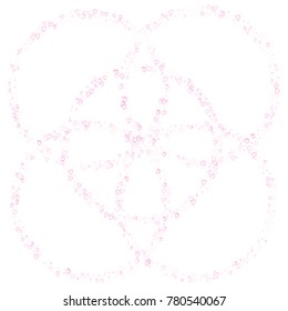 Valentines day splash background of a random scatter hearts isolated on white. Love explosion.