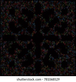 Valentines day splash background of a random scatter hearts isolated on black. Love explosion.