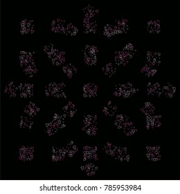 Valentines day splash background of a random scatter hearts isolated on black. Love explosion.