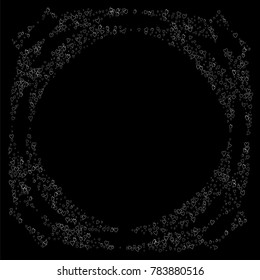 Valentines day splash frame or border of a random scatter hearts isolated on black. Love explosion.