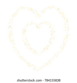 Valentines day splash frame or border of a random scatter hearts isolated on white. Love explosion.