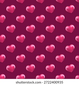 Fondo de Anuncio cuadrado del día de San Valentín. 14 de febrero de fondo. Corazones de Vector sin patrón de fondo con diseño rojo. Hermosa Plantilla de diseño de papel de embalaje lindo con corazones rojos sin costuras.