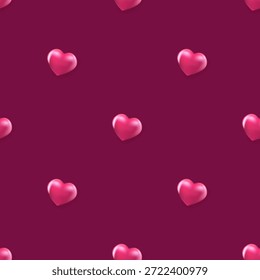 Fondo de Anuncio cuadrado del día de San Valentín. 14 de febrero de fondo. Corazones de Vector sin patrón de fondo con diseño rojo. Hermosa Plantilla de diseño de papel de embalaje lindo con corazones rojos sin costuras.