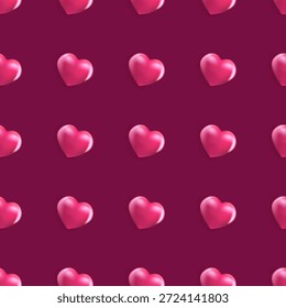 Fondo de Anuncio cuadrado del día de San Valentín. 14 de febrero de fondo. Corazones de Vector sin patrón de fondo con diseño rojo. Hermosa Plantilla de diseño de papel de embalaje lindo con corazones rojos sin costuras.