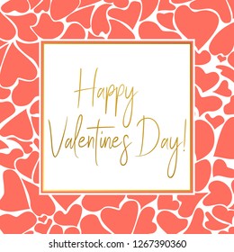 Valentines Day Square Shape Greeting with coral heart shapes