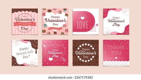 Valentine's day Square Social Media Banner Templates. Open path available. Editable.