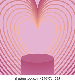 Plantilla de podio vectorial cuadrado del día de San Valentín. Afiches y plantilla de medios sociales. Soporte de producto, escaparate, pantalla, banner, fondo.