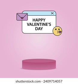 Plantilla de podio vectorial cuadrado del día de San Valentín. Afiches y plantilla de medios sociales. Soporte de producto, escaparate, pantalla, banner, fondo.