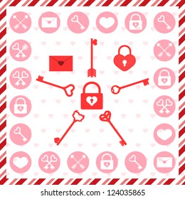 Valentine's Day stamps, badges and patterns