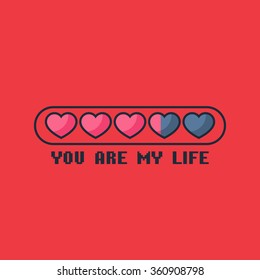 Valentine's Day status bar with flat styled hearts