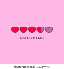Valentine's Day status bar with flat styled hearts