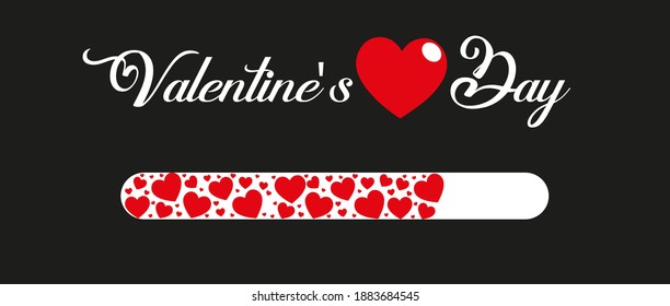 Valentine's day status bar. Loading. Vector illustration